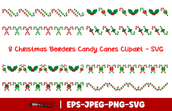 Christmas Borders Candy Cane Clipart SVG for Illustrations