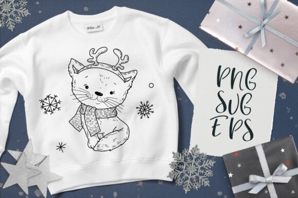 Christmas Cat SVG, EPS Png for Illustrations