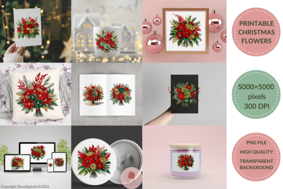 Christmas Flowers Cliparts Bundle 8 Review for Illustrations