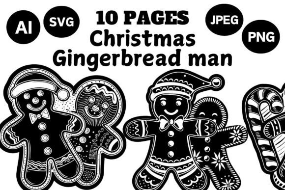 Christmas Gingerbread Man SVG Bundle for Illustrations and Crafting
