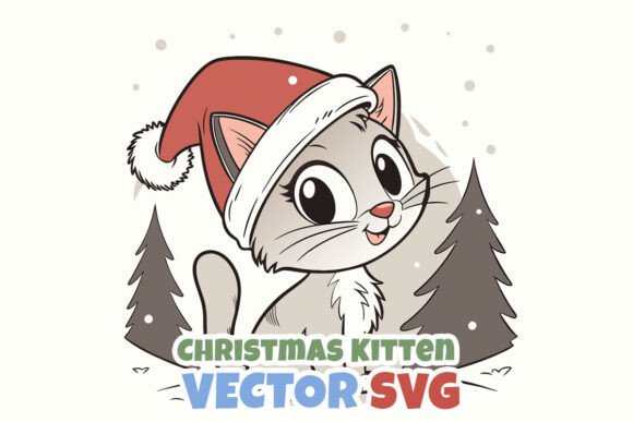 Christmas Kitten Vector SVG Review for Illustrations