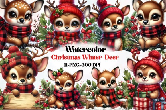 Christmas Winter Deer Clipart Reindeer Illustrations Review