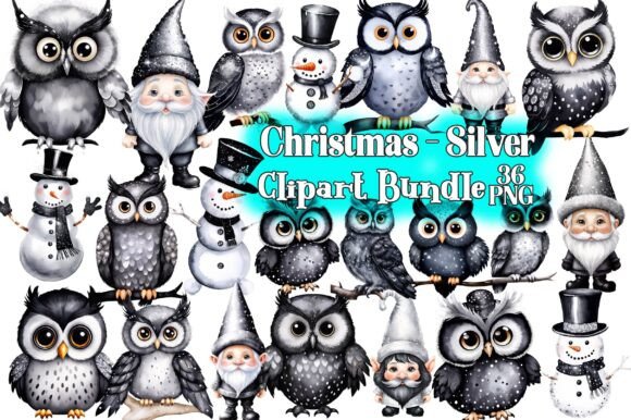 Colors of Christmas - Silver Clipart Set for Illustrations