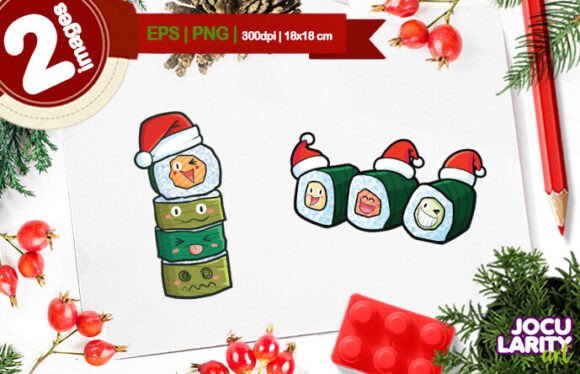 Cute Christmas Sushi Cartoon Vector: A Designer’s Review for Illustrations
