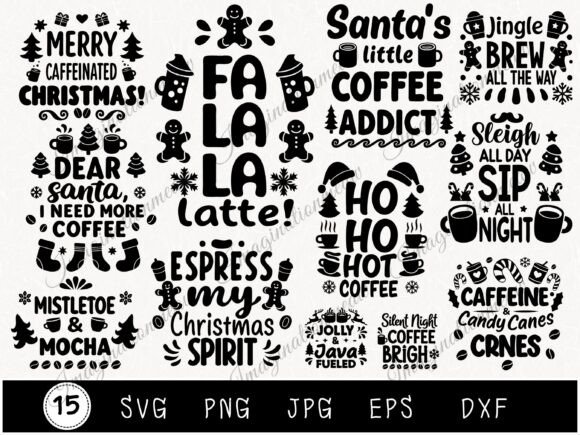Funny Coffee Christmas SVG Bundle for Illustrations