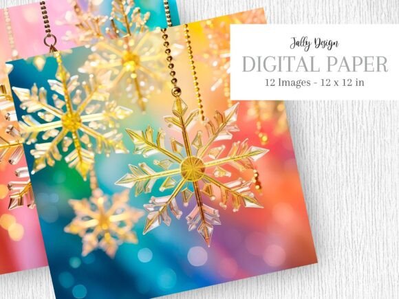 Luxury Yellow Glass Christmas Snowflakes for Brand Illustrations