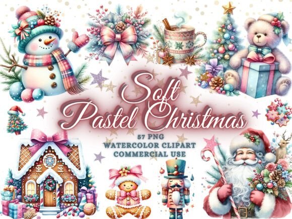 Pastel Christmas Clipart Bundle Png