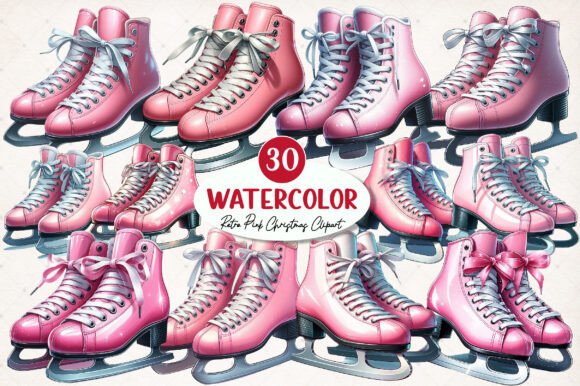 Retro Pink Christmas Sublimation Clipart for Illustrations