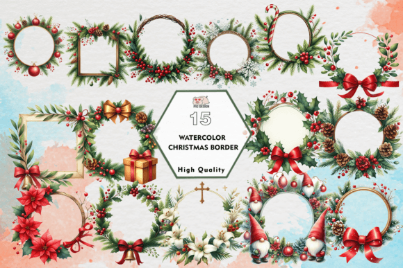 Reviewing Watercolor Christmas Border Clipart PNG