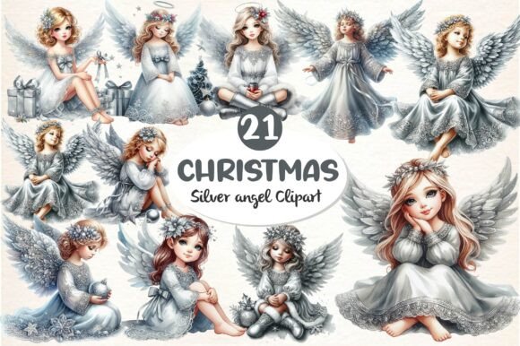 Silver Angel Clipart, Christmas Angels