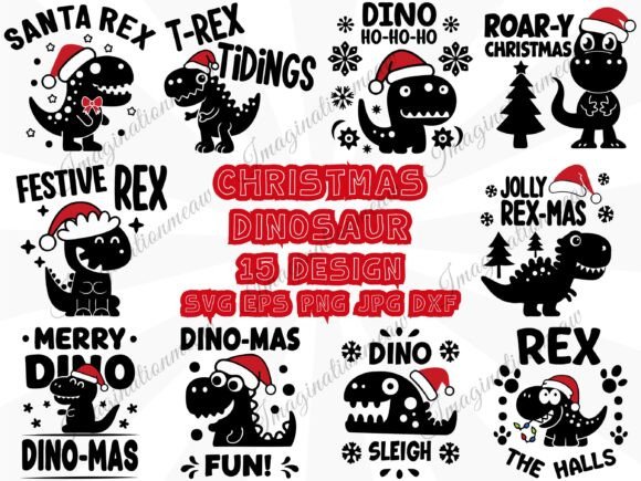T-Rex Christmas Dinosaur SVG for Illustrations